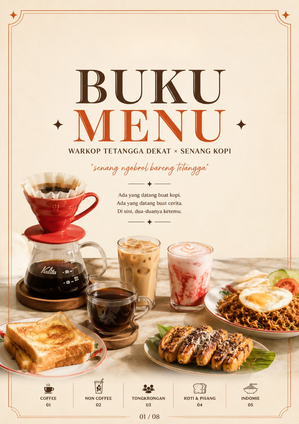 Kopi dan makanan Warkop Tetangga Dekat